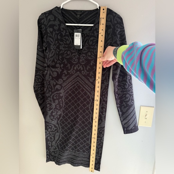 Guess Womens Elisa Jacquard Black Bodycon Seamless Long Sleeve Dress M/L New - Picture 8 of 9